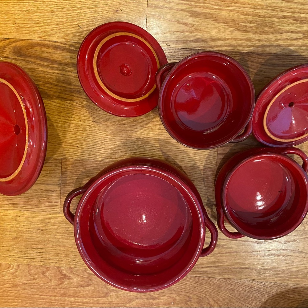 Red Enamel Ceramic Heavy Cookware Set - Picture 2 of 2
